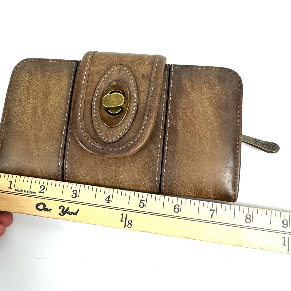 Justin Women's Leather Wallet Burnished Brown Twist Lock Closure Ladies Western - Picture 6 of 7